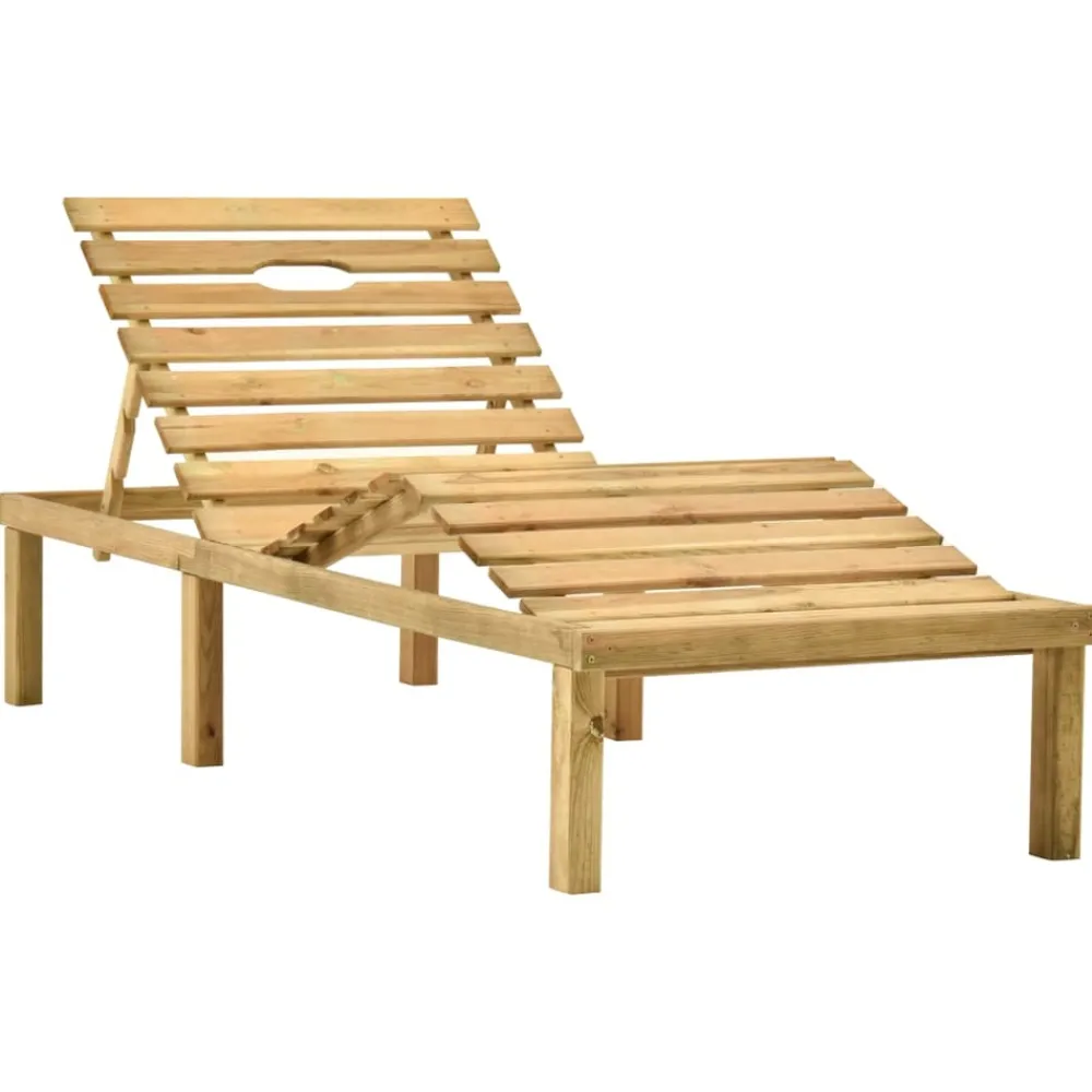 Maison Exclusive Bains De Soleil, Transats Et Hamacs | - Chaise longue avec coussin rouge bois de pin imprégné