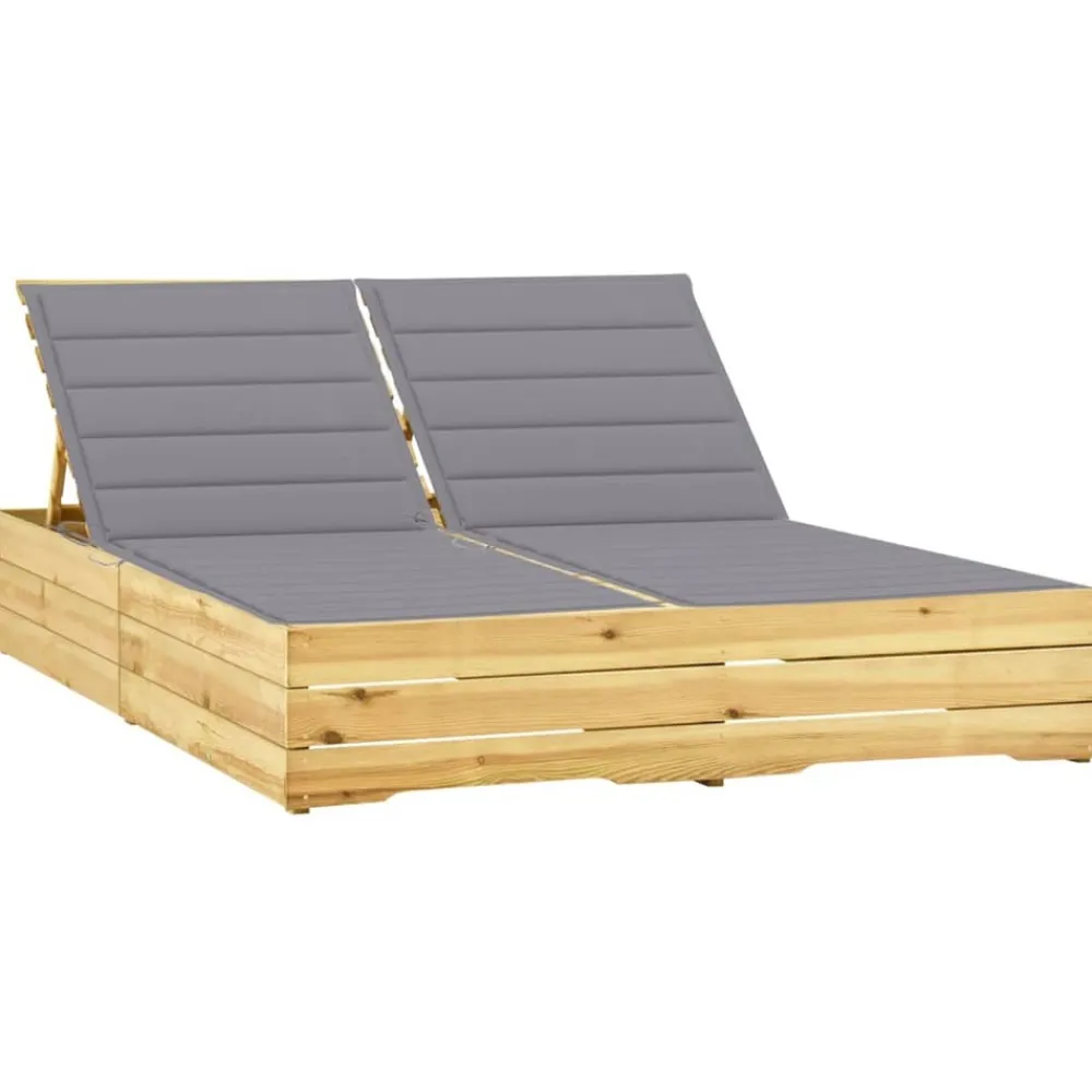 Maison Exclusive Bains De Soleil, Transats Et Hamacs | - Chaise longue avec coussin bordeaux bois de pin imprégné