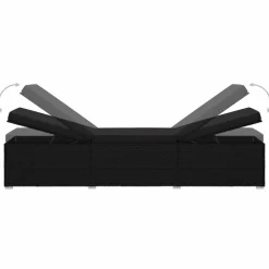 Maison Exclusive Bains De Soleil, Transats Et Hamacs | - Chaise longue avec coussin et table à thé résine tressée noir