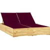 Maison Exclusive Bains De Soleil, Transats Et Hamacs | - Chaise longue double et coussins bordeaux bois de pin imprégné