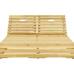 Maison Exclusive Bains De Soleil, Transats Et Hamacs | - Chaise longue double et coussins bordeaux bois de pin imprégné
