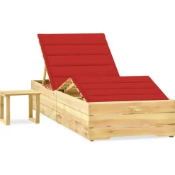 Maison Exclusive - Chaise longue de jardin avec table et coussin pin imprégné Hot