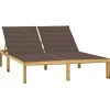 Maison Exclusive Bains De Soleil, Transats Et Hamacs | - Chaise longue double et coussins taupe bois de pin imprégné
