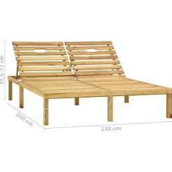 Maison Exclusive Bains De Soleil, Transats Et Hamacs | - Chaise longue double et coussins taupe bois de pin imprégné