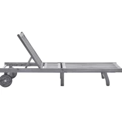 Maison Exclusive Bains De Soleil, Transats Et Hamacs | - Chaise longue de jardin avec coussin gris bois d'acacia solide