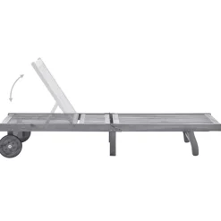 Maison Exclusive Bains De Soleil, Transats Et Hamacs | - Chaise longue de jardin avec coussin gris bois d'acacia solide