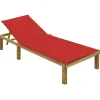 Maison Exclusive Bains De Soleil, Transats Et Hamacs | - Chaise longue avec coussin rouge bois de pin imprégné