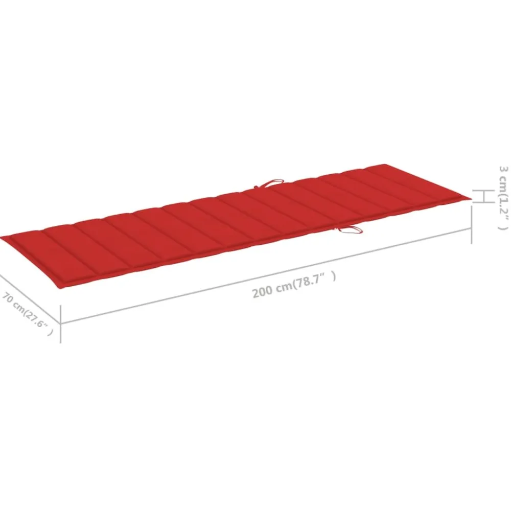 Maison Exclusive Bains De Soleil, Transats Et Hamacs | - Chaise longue avec coussin rouge bois de pin imprégné