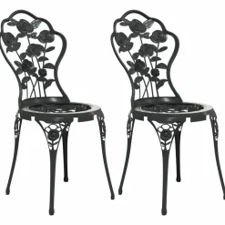 Maison Exclusive Tables Et Chaises De Jardin | - Chaises de bistro lot de 2 aluminium coulé noir