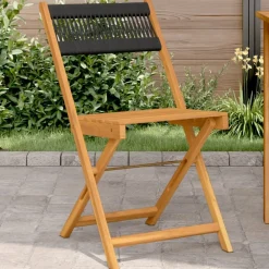 Maison Exclusive Tables Et Chaises De Jardin | - Chaises de bistrot lot de 2 noir bois d'acacia et corde