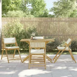 Maison Exclusive Tables Et Chaises De Jardin | - Chaises de bistro pliantes lot de 4 et coussins blanc crème