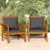 Maison Exclusive - Chaises de canapé coussins gris foncé lot de 2 acacia massif Clearance