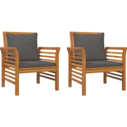Maison Exclusive - Chaises de canapé coussins gris foncé lot de 2 acacia massif Clearance