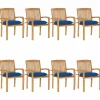 Maison Exclusive Tables Et Chaises De Jardin | - Chaises de jardin empilables avec coussins lot de 8 teck solide