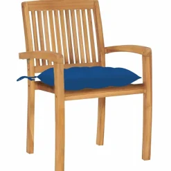 Maison Exclusive Tables Et Chaises De Jardin | - Chaises de jardin empilables avec coussins lot de 8 teck solide