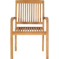 Maison Exclusive Tables Et Chaises De Jardin | - Chaises de jardin empilables avec coussins lot de 8 teck solide