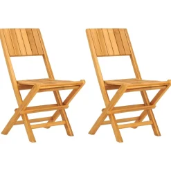 Maison Exclusive Tables Et Chaises De Jardin | - Chaises de jardin pliantes lot de 2 47x61x90cm bois massif teck