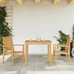 Maison Exclusive Tables Et Chaises De Jardin | - Chaises de jardin lot de 2 et coussins gris bois de teck massif