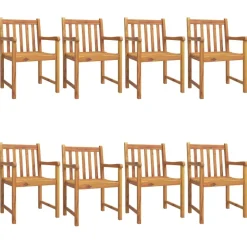 Maison Exclusive Tables Et Chaises De Jardin | - Chaises de jardin lot de 8 56x55,5x90 bois massif d'acacia