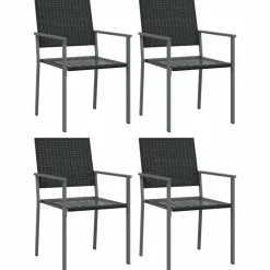 Maison Exclusive Tables Et Chaises De Jardin | - Chaises de jardin lot de 4 noir 54x62,5x89 cm résine tressée