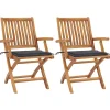 Maison Exclusive Tables Et Chaises De Jardin | - Chaises de jardin lot de 2 et coussins anthracite bois de teck