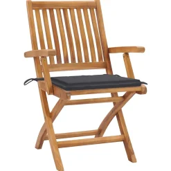 Maison Exclusive Tables Et Chaises De Jardin | - Chaises de jardin lot de 2 et coussins anthracite bois de teck