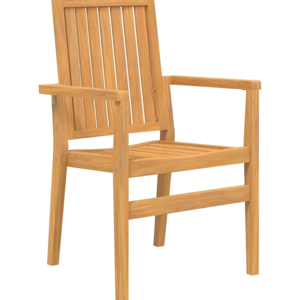 Maison Exclusive Tables Et Chaises De Jardin | - Chaises de jardin empilables lot de 4 56,5x57,5x91 cm bois teck