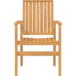 Maison Exclusive Tables Et Chaises De Jardin | - Chaises de jardin empilables lot de 4 56,5x57,5x91 cm bois teck
