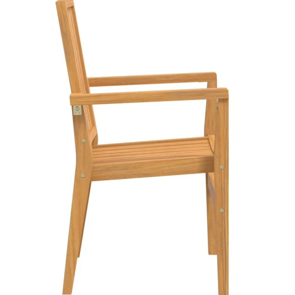 Maison Exclusive Tables Et Chaises De Jardin | - Chaises de jardin empilables lot de 4 56,5x57,5x91 cm bois teck