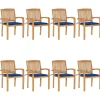 Maison Exclusive Tables Et Chaises De Jardin | - Chaises de jardin lot de 2 avec coussins bleu clair teck massif