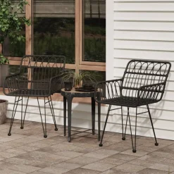 Maison Exclusive Tables Et Chaises De Jardin | - Chaises de jardin lot de 2 avec accoudoir noir 56x64x80 cm