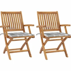 Maison Exclusive Tables Et Chaises De Jardin | - Chaises de jardin lot de 2 et coussins anthracite bois de teck