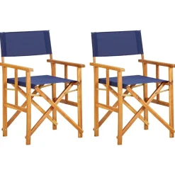 Maison Exclusive Tables Et Chaises De Jardin | - Chaises de metteur en scène lot de 2 bois massif d'acacia bleu