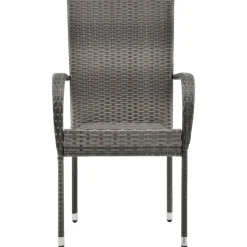 Maison Exclusive Tables Et Chaises De Jardin | - Chaises empilables d'extérieur lot de 4 résine tressée marron
