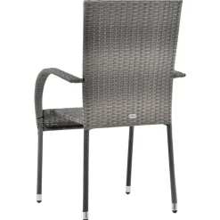 Maison Exclusive Tables Et Chaises De Jardin | - Chaises empilables d'extérieur lot de 4 résine tressée marron
