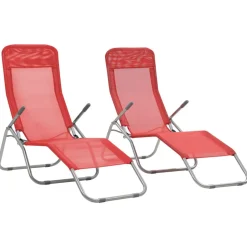 Maison Exclusive - Chaises longues pliables lot de 2 textilène rouge Hot