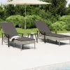 Maison Exclusive Tables Et Chaises De Jardin | - Chaises longues lot de 2 avec table et coussins gris poly rotin