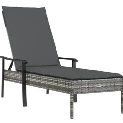 Maison Exclusive Tables Et Chaises De Jardin | - Chaises longues lot de 2 avec table et coussins gris poly rotin
