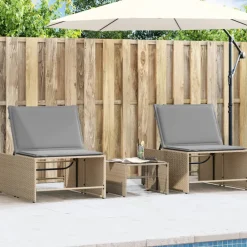Maison Exclusive - Chaises longues 2 pièces avec table en résine tressée beige New