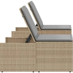 Maison Exclusive - Chaises longues 2 pièces avec table en résine tressée beige New