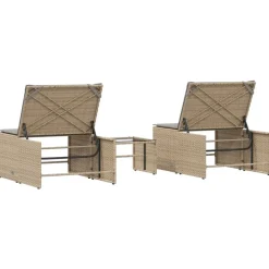 Maison Exclusive - Chaises longues 2 pièces avec table en résine tressée beige New