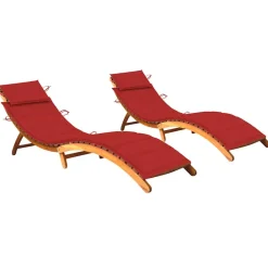 Maison Exclusive Bains De Soleil, Transats Et Hamacs | - Chaises longues lot de 2 avec coussins bois d'acacia solide