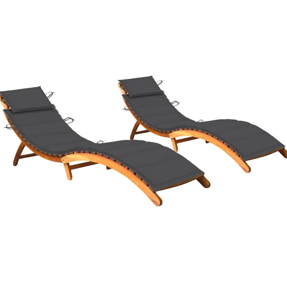 Maison Exclusive - Chaises longues lot de 2 avec coussins bois d'acacia solide Discount