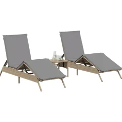 Maison Exclusive - Chaises longues lot de 2 avec table beige résine tressée Discount
