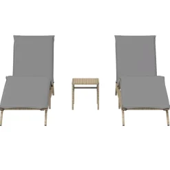 Maison Exclusive - Chaises longues lot de 2 avec table beige résine tressée Discount