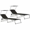 Maison Exclusive - Chaises longues pliables et toit lot de 2 aluminium textilène Discount