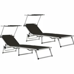 Maison Exclusive - Chaises longues pliables et toit lot de 2 aluminium textilène Discount