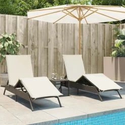 Maison Exclusive - Chaises longues lot de 2 avec table marron résine tressée Sale