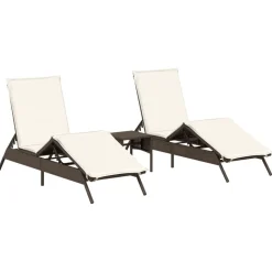 Maison Exclusive - Chaises longues lot de 2 avec table marron résine tressée Sale