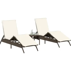 Maison Exclusive - Chaises longues lot de 2 avec table marron résine tressée Sale